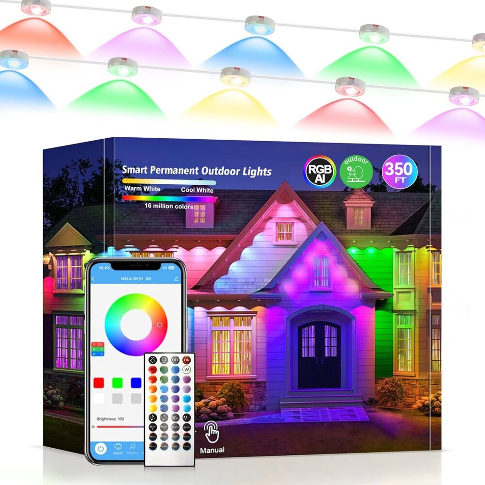 350ft RGB+IC Waterproof Outdoor String Lights with App Control for All Events